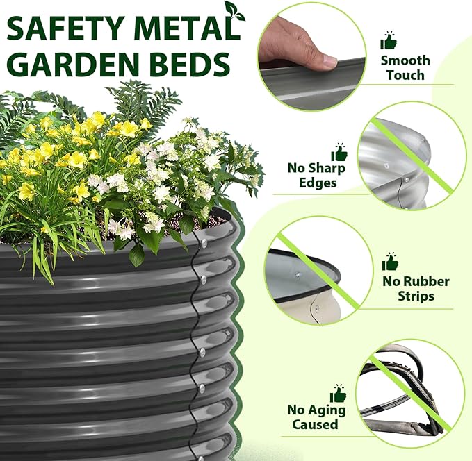 A ANLEOLIFE 8-Set 8X4X2 ft Galvanized Raised Garden Bed Kit, Oval Metal Deep - Image 3