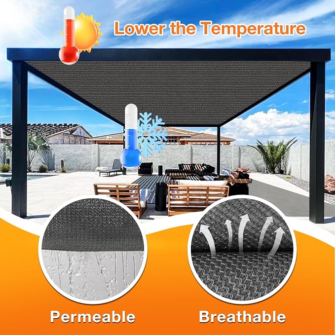 Artpuch Outdoor Pergola Shade Cover 14x14 FT Sun Shade Cloth - Image 4