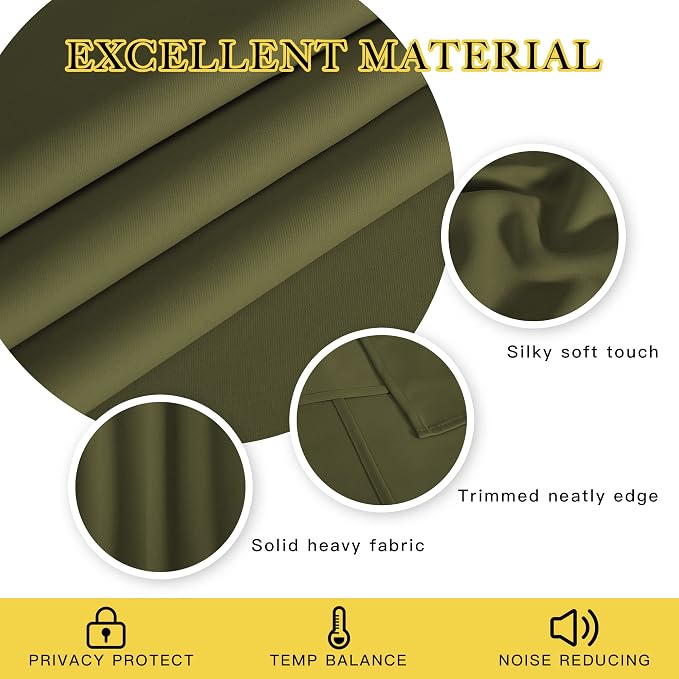 NICETOWN Blackout Curtains 54 Inches Long, Thermal Insulated Room Darkening - Image 2