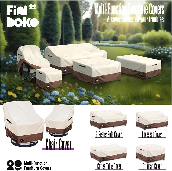 3-Seater Outdoor Sofa Cover, 76Wx32Dx31H inches Outdoor Furniture Covers - Image 5