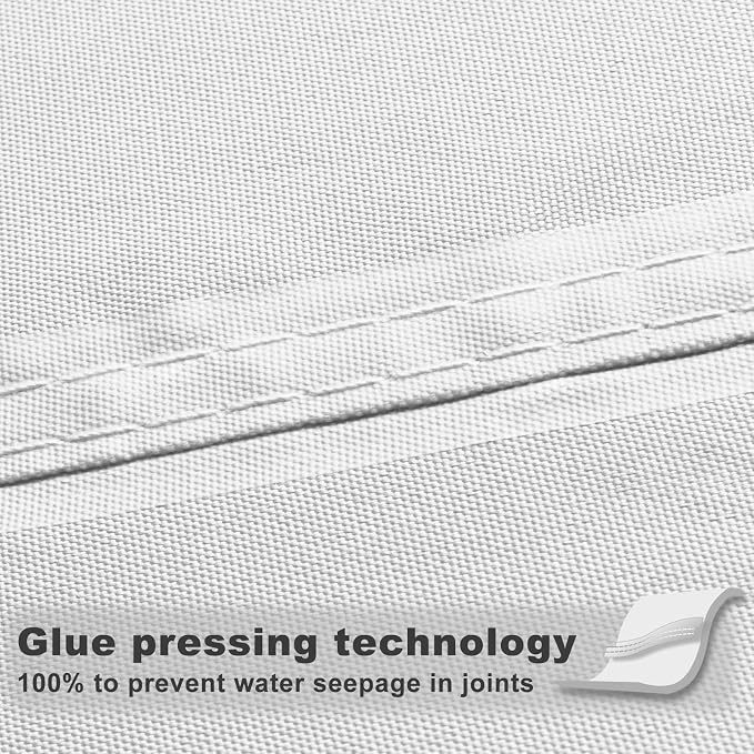 SUNNY GUARD Waterproof Sun Shade Sail 8' x 10' White Rectangle UV Block Sunshade - Image 3