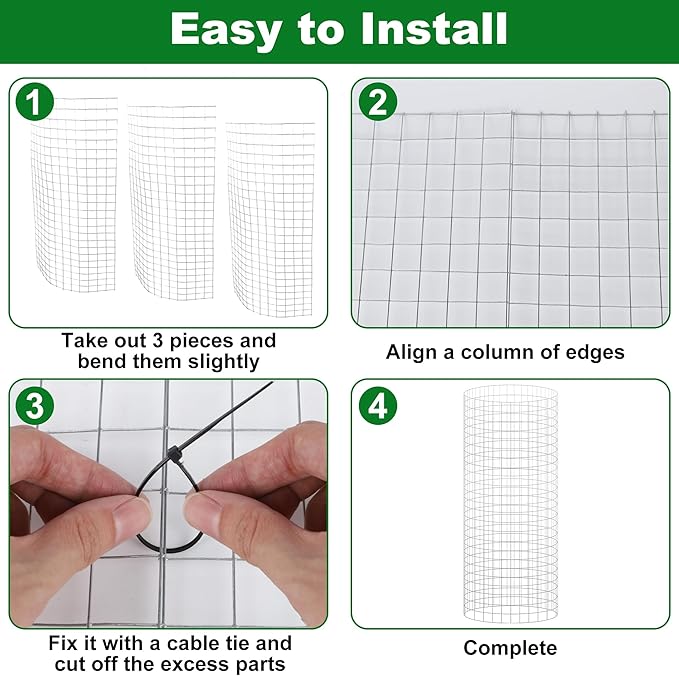 Plant Cages Supports - 12 Set Galvanized Wire Garden Protectors, 16x12 Inch