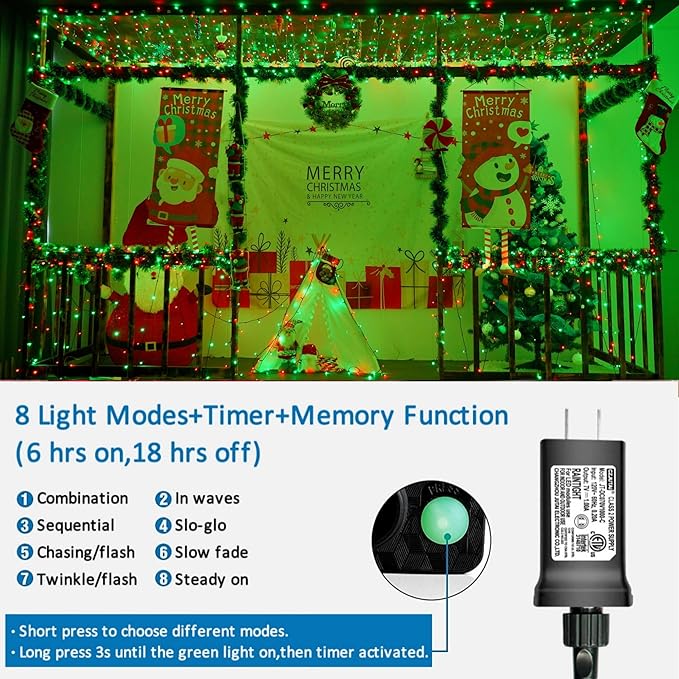 String Lights 500 LED, 165 ft, Red, Waterproof for Outdoor Use