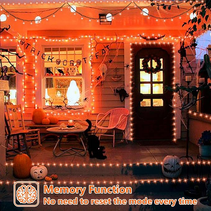 String Lights, 500 LED, 165ft Outdoor Waterproof, Orange
