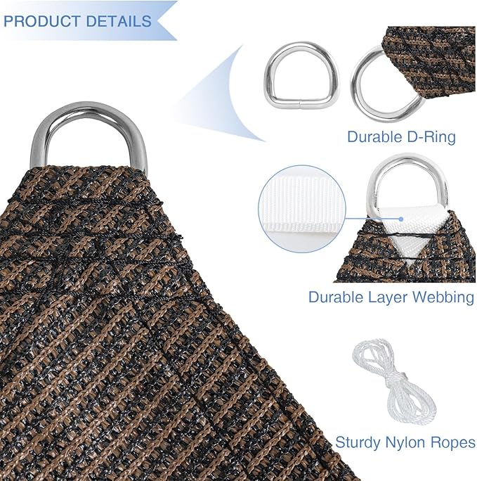 E&K Sunrise 20' x 20' x 20' Sun Shade Sail Triangle Canopy Shade Cover UV Block - Image 4