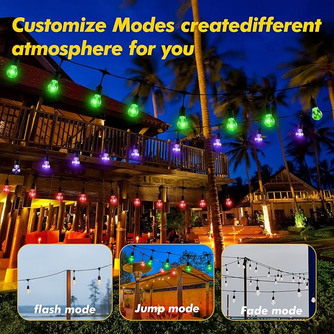 Solar String Lights, Outdoor 8-Color LED with 6 Modes