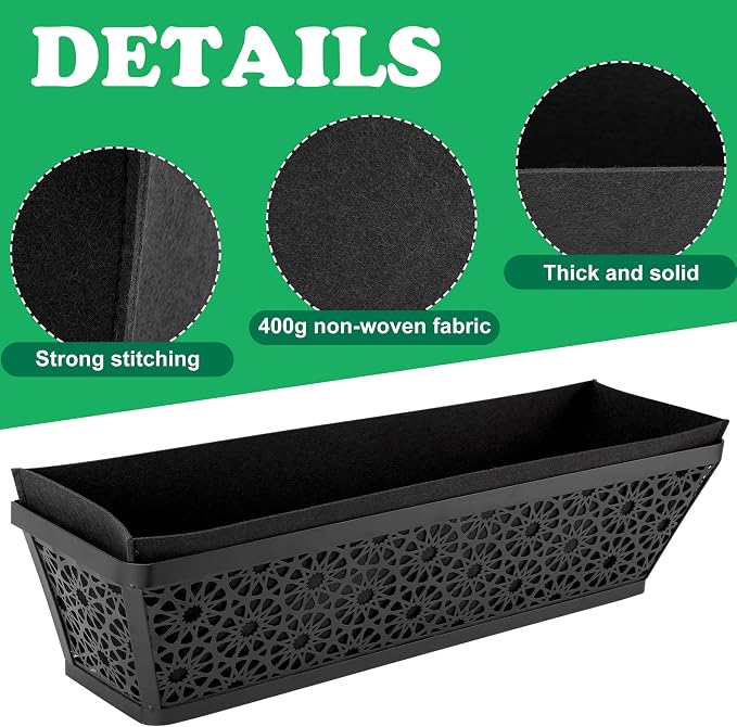 Adnee 4 Pcs 30 Inch Fabric Plant Window Box Liners-Rectangular Non-Woven - Image 3