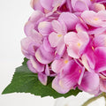 Artificial Flowers: Purplish Pink Silk Hydrangea Arrangement with Glass Vase