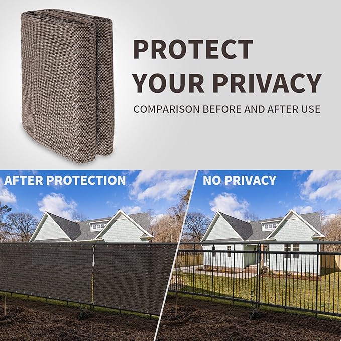 LOVE STORY Custom Size 3'x34' Brown Balcony Privacy Screen, UV Block Privacy - Image 5