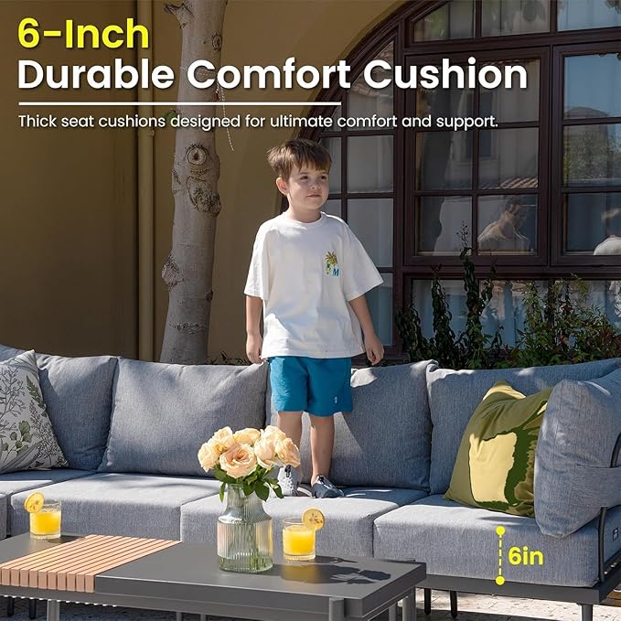 Sundale Outdoor 9 Pieces Patio Furniture Set, U-Shaped Outdoor Sectional Sofa - Image 4