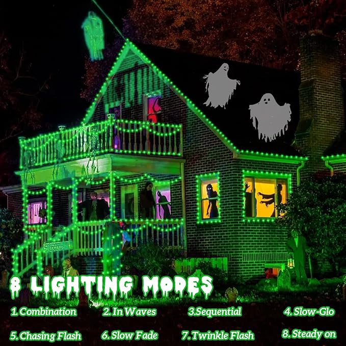 String Lights, 500 LEDs on 165ft, IP44 Waterproof, Green