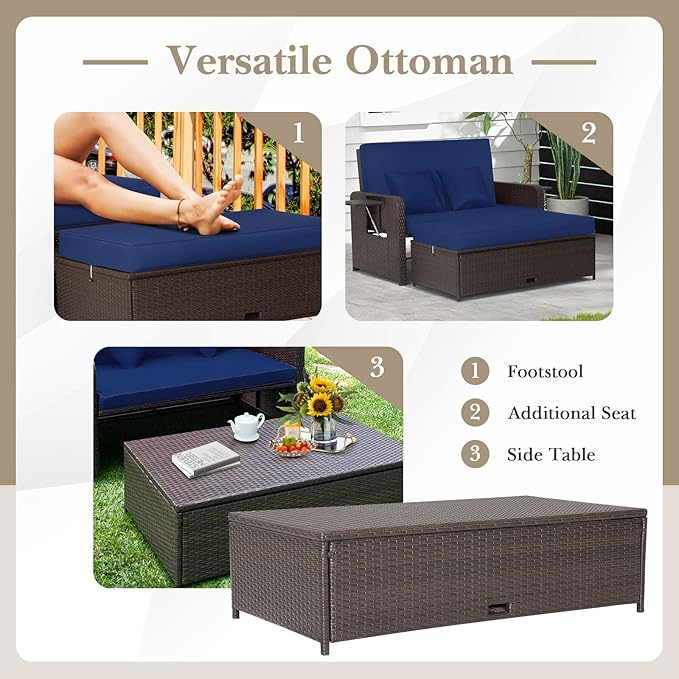 HAPPYGRILL Patio Rattan Wicker Daybed - Image 4
