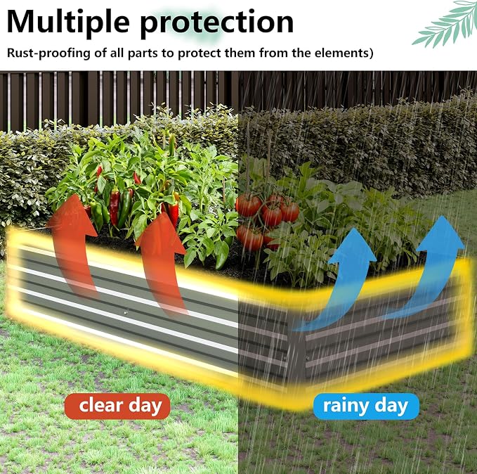 Vengarus 10x3x1FT Galvanized Raised Garden Bed Kit, Outdoor Metal Planter Box - Image 6