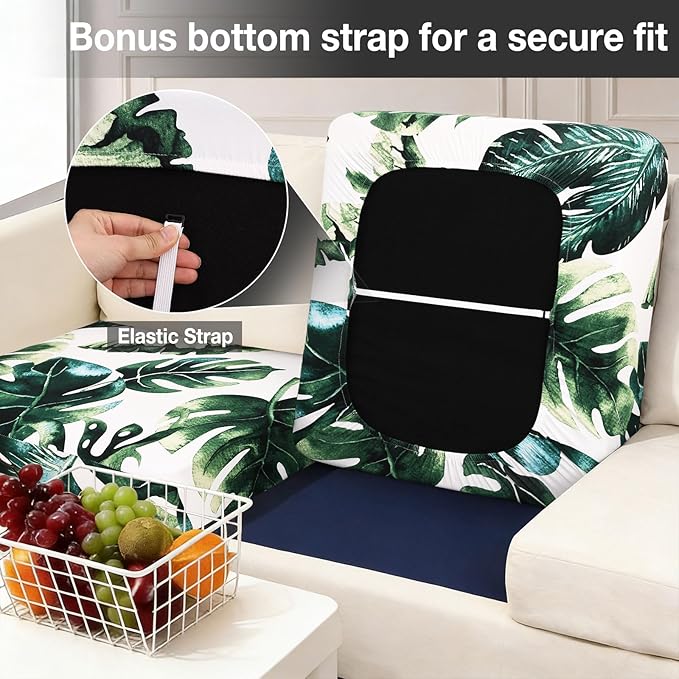 Cushion Covers, 8-Piece Stretch Set in Monstera Deliciosa Print