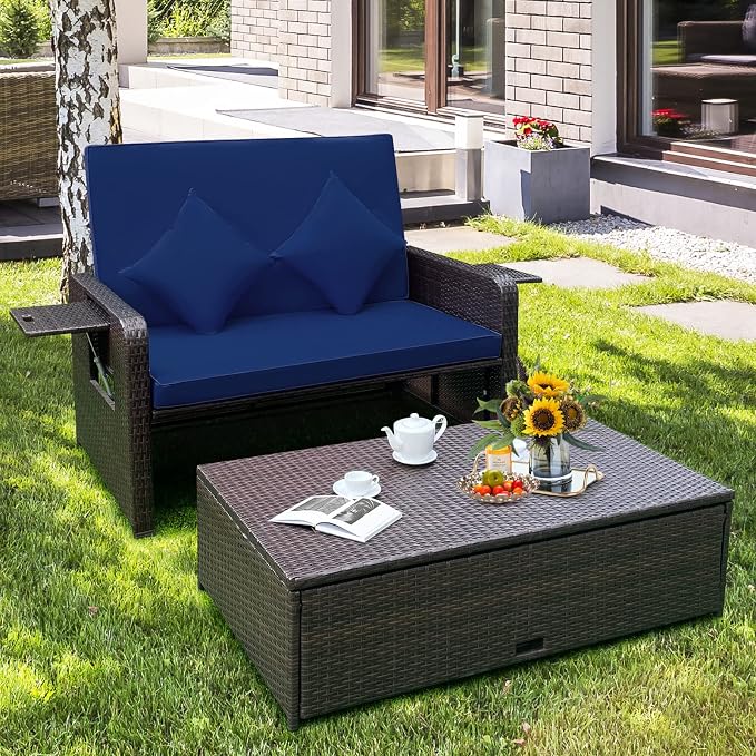 HAPPYGRILL Patio Rattan Wicker Daybed - Image 2