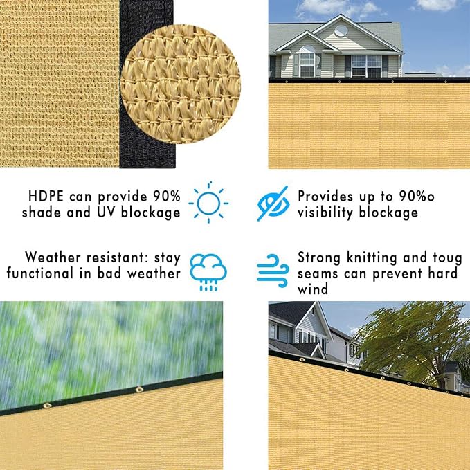 UPGRADE Privacy Fence Screen 4'x49' Sand Outdoor 90% Visibility Blockage 170 - Image 6