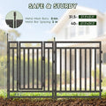 Decorative Fences 40in Tall Black-Silver Metal Garden Fence, 7 Panels and Gate