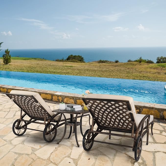 VINGLI Cast Aluminum Outdoor Chaise Lounge Chair - Image 7