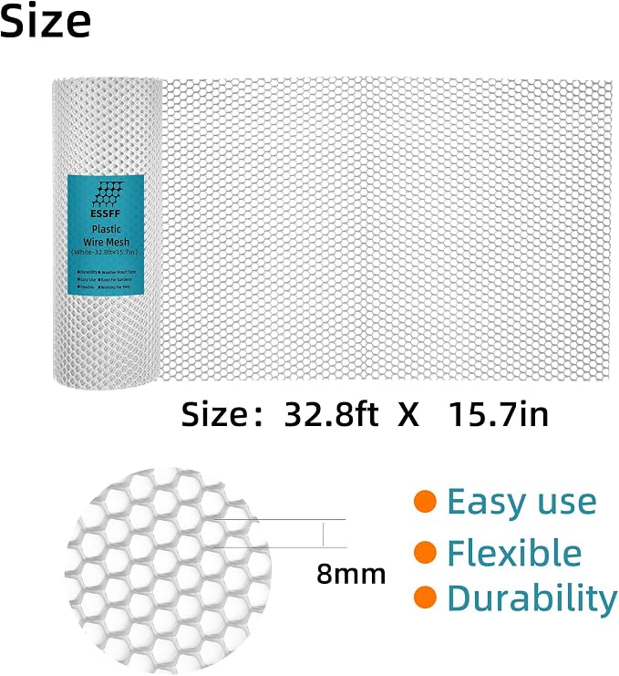 Decorative Fences Roll, 15.7 x 32.8 Ft White Polyethylene Netting
