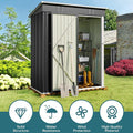 Outdoor Storage Shed, 5 x 3 ft Galvanized Steel with Lockable Door, Dark Gray