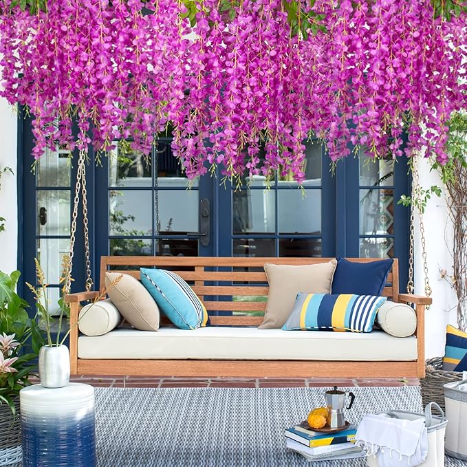 Artificial Flowers: 24 Purple Wisteria Vines, 3.75 Ft Each