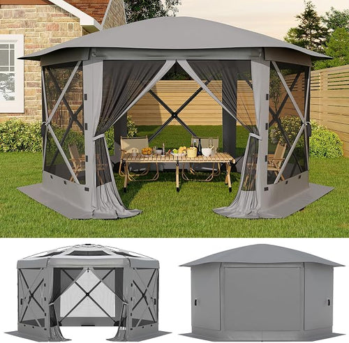11.5x11.5FT 6-Sided Pop Up Gazebo Tent，One-Push Setup Canopy Tent by GarveeLife
