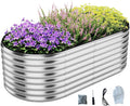 Galvanized Metal Planter Round Raised Garden Bed Kit by ZFHgarden