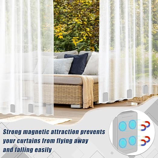 16 Pcs Outdoor Curtain Weights, 8 Pairs Upgrade to Heavier Magnetic Drapery - Image 6
