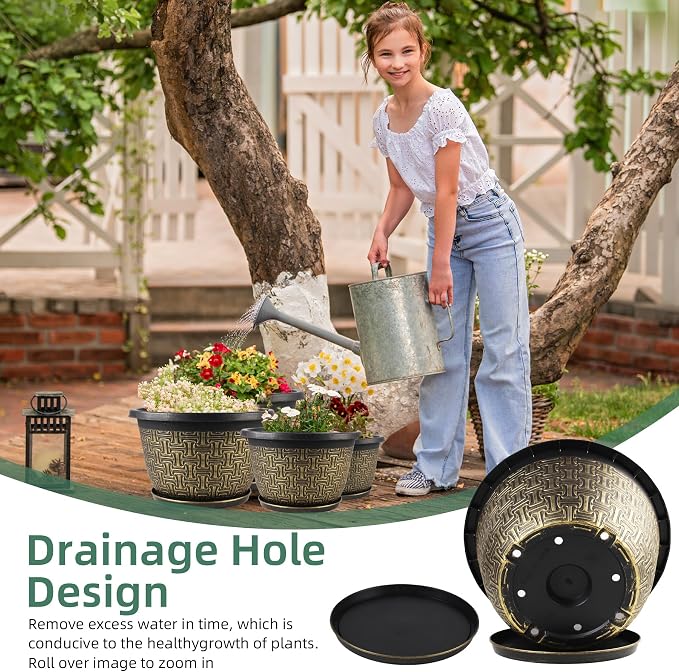 8 Inch Plant Pots, 4 Pack Flower Pot Outdoor - Image 4