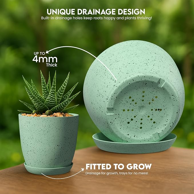 Utopia Home - Spotty Plant Pots Indoor - 7/6.6/6/5.3/4.8 Inches Flower Pots - - Image 3