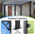 Pergola with Aluminum Frame, UV-Blocking Polycarbonate Roof, 95 x 62 Inch