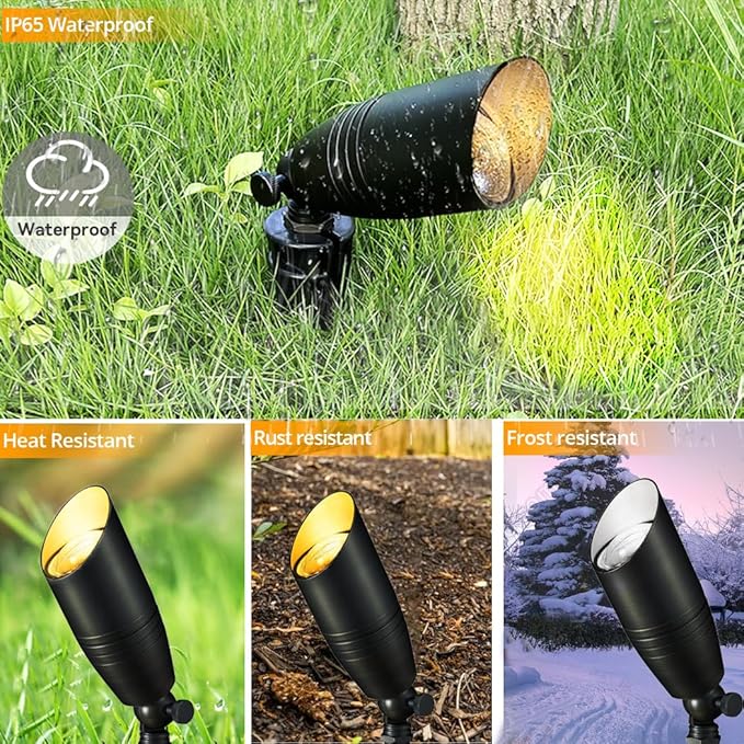 Outdoor Spotlights, 5W RGB+CCT MR16 Bulbs, Die-Cast Aluminum, 12V