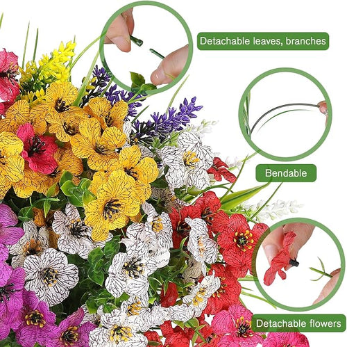 12 Bundles Artificial Flowers for Outdoor, No Fade Fake Plastic Flower Lavender - Image 2