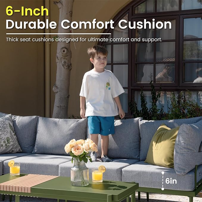 Sundale Outdoor 9 Pieces Patio Furniture Set, U-Shaped Outdoor Sectional Sofa - Image 5