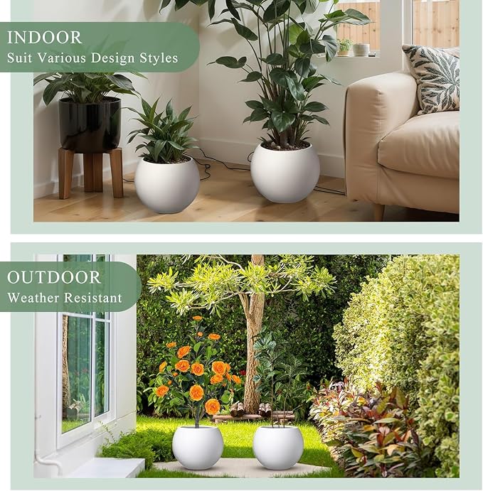 10 H x 14" Dia Round Fiberstone Planter - Image 5