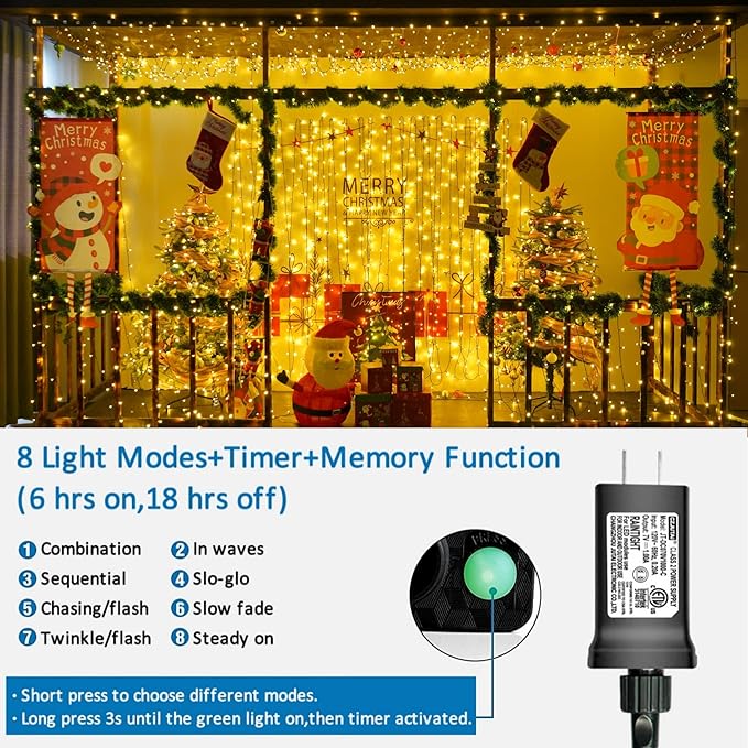 String Lights, 500 LED, 165 ft, Warm White, Outdoor Waterproof