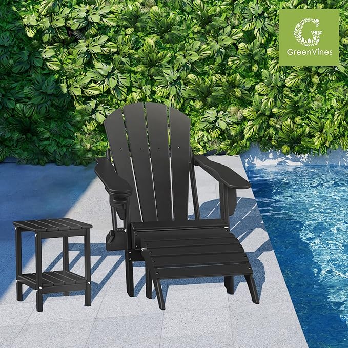 GREENVINES Adirondack-Outdoor-Side-Table | Set of 2 | 14 x 13 Inches | HDPE - Image 2