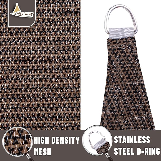 LOVE STORY Custom Size 4'x4' Brown Sun Shade Sail Rectangle UV Block Canopy - Image 5