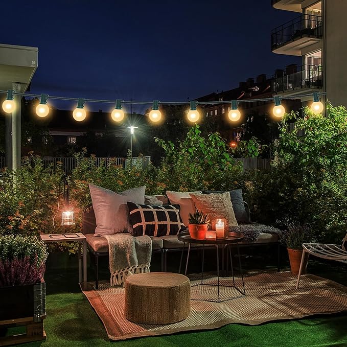String Lights, 25 FT Outdoor G40 Globe with Green Wire