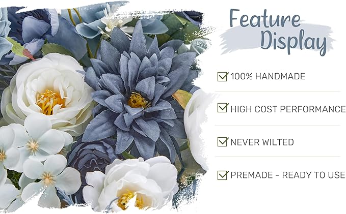 Artificial Flowers: Dusty Blue Silk Rose Swag Set for Wedding Arch