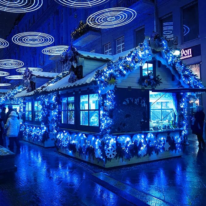 String Lights, 163 ft Blue Christmas Light Set with 500 LEDs for Outdoor Use