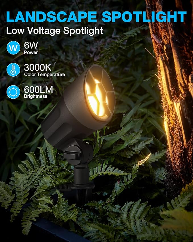 SUNVIE 6W Low Voltage Landscape Lights LED Low Voltage Lighting Warm White - Image 2