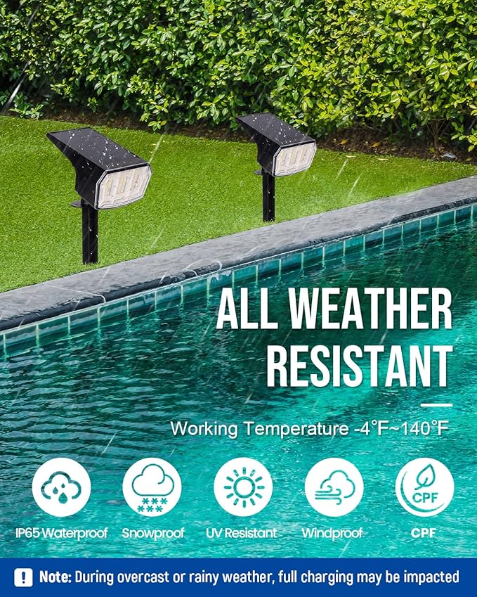 Solar Lights Outdoor Lighting IP65 Waterproof, 63LED Solar Spotlights, 3 Pack - Image 6