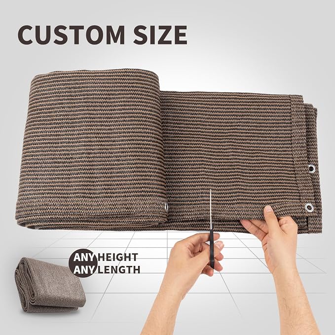 LOVE STORY Custom Size 3.3'x6' Brown Balcony Privacy Screen, UV Block Privacy - Image 2