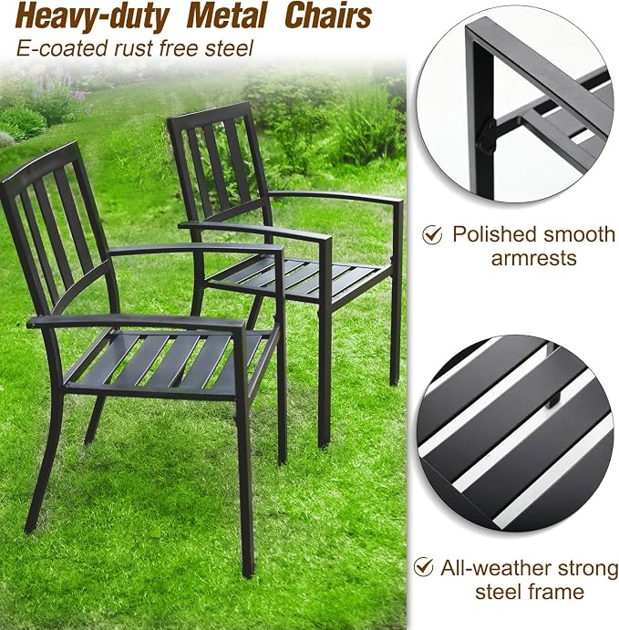 PHI VILLA 5 Piece Outdoor Dining Table Set - Image 7