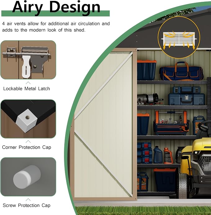 Devoko 10x12 FT Outdoor Storage Shed, Large Metal Storage Sheds - Image 4