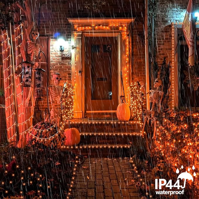 String Lights, 165 ft Outdoor Halloween Set with 500 Orange LEDs