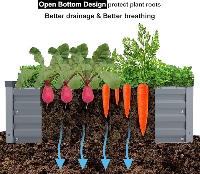 2 Pack 6x3x1FT Galvanized Raised Garden Bed Kit, Outdoor Metal Planter Box - Image 4