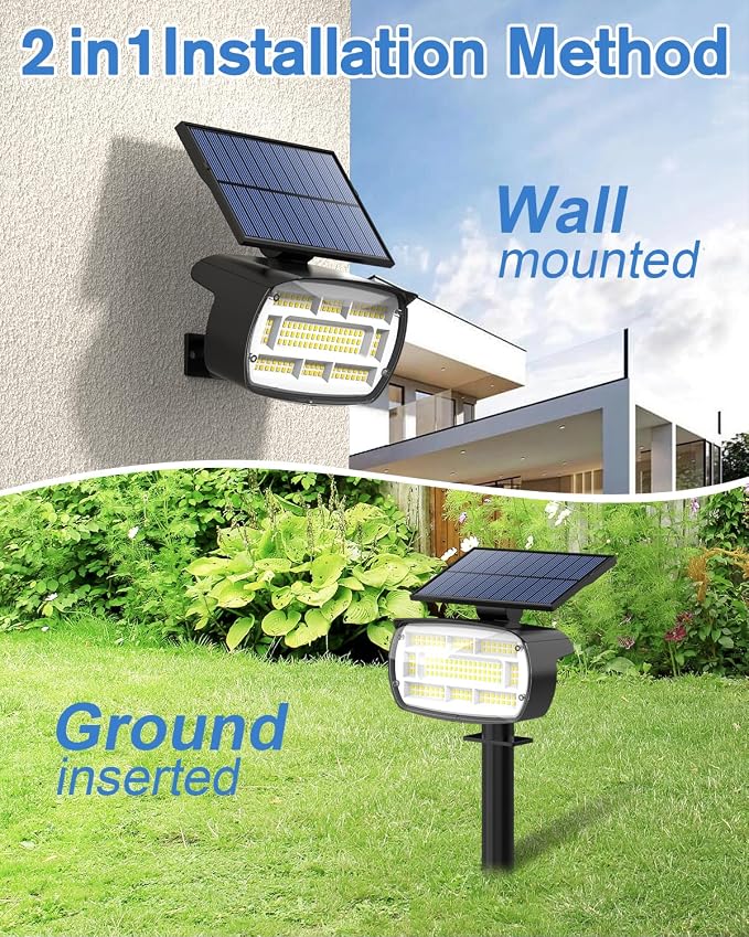 Fabrito Large Solar Spot Lights Outdoor 2 Pack, 1000 Lumens High Brightness - Image 8