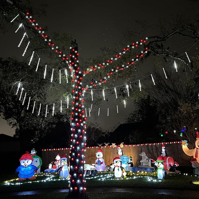 String Lights 500 LEDs, 165ft Red and White, Outdoor Waterproof